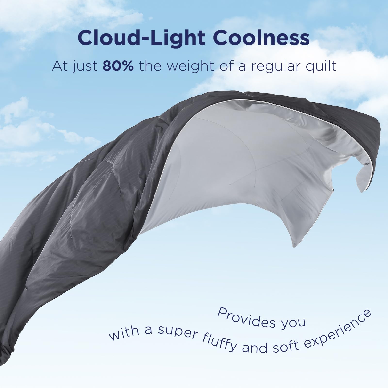 Luxear Kühldecke Sommer Atmungsaktive Decke mit Arc-Chill Q-MAX 0,5 - Leichte Bettdecke Kühlende Decke für heiße Nächte - 200x220cm Grau