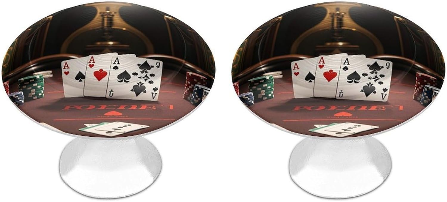 2 Pack Cabinet Knobs,Decorative Drawer Pulls, Poker Tournament
