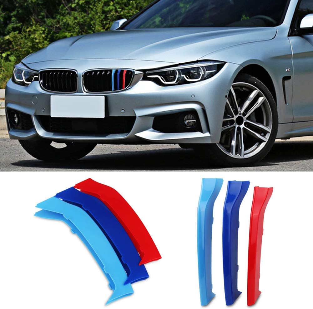 M-Colored Stripe Grille Insert Trims for BMW F32 F33 2013-2018 4 Series (Only Fit 9 Beams) Kidney Grills …