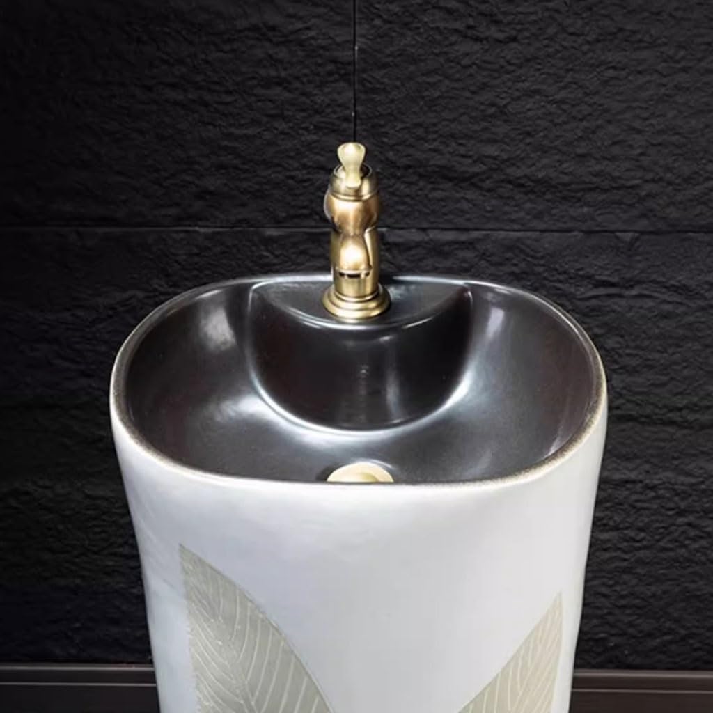 Pedestal Sinks Household Pillar-Type Bathing Pool Outdoor Courtyard Washing Ceramic Washbasin Bathroom Sink (A)