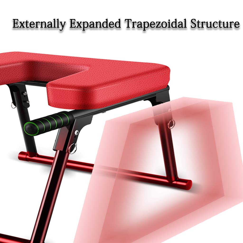 Inversion Equipment Multifunctional Back Inversion Equipment, Foldable Yoga Handstand Chair, Home Mute Fitness Ideal Chair, Load Bearing 200 KG (Color : Red, Size : 45 * 52 * 36cm)