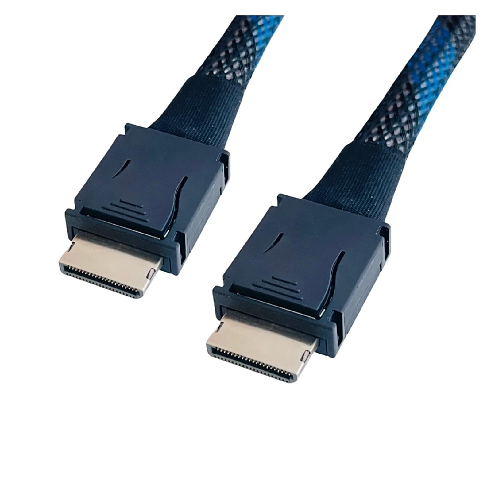 PCIe 4.0 X4 GEN4 do kabla SAS4 Oculink SFF-8611, pleciony miękki przedłużacz GPU SSD OCuLink 4X posrebrzany przewód 24 Gb/s, 50 cm
