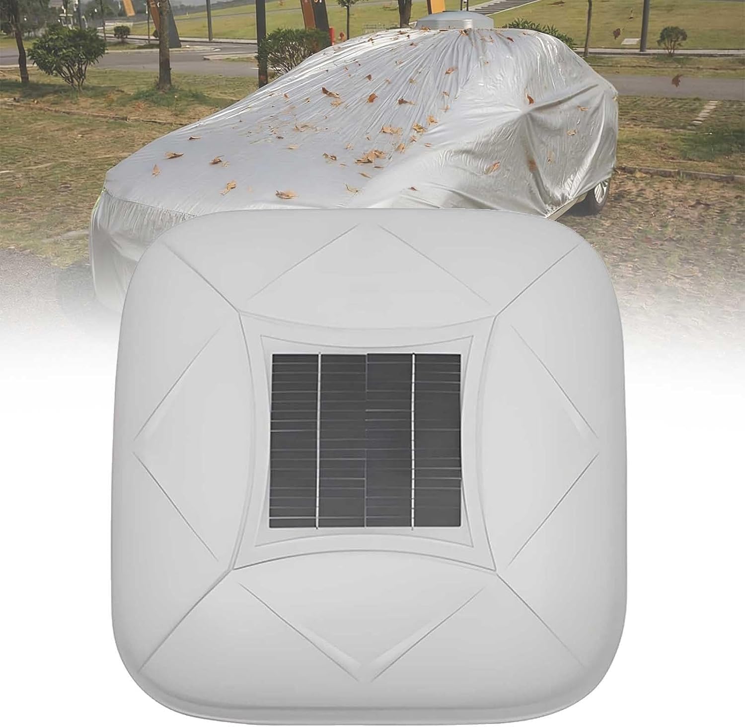 All-Weather Outdoor Protection—Smart Solar-Powered Remote-Controlled Car Cover with Automatic Retractable Design,Suitable for Sedans and Suvs. white-3L