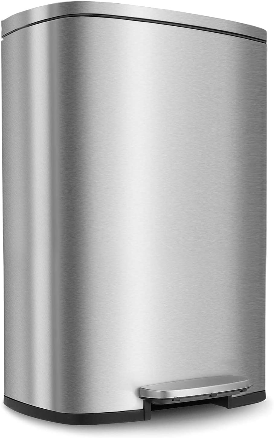 BestOffice 13.2 Gallon(50L) Trash Can, Fingerprint Proof Stainless Steel Kitchen Garbage Can with Removable Inner Bucket and Hinged Lids, Pedal Rubbish Bin for Home Office