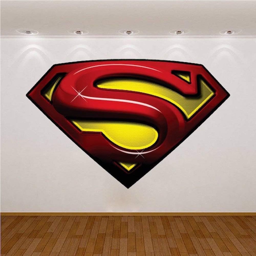 Super Guy Superhero Wall Decal - Super Guy Logo Wall Decal Justice Team Wall Art Kids Bedroom Wall Decor Superhero Sticker Removable Wallpaper Decals, a48