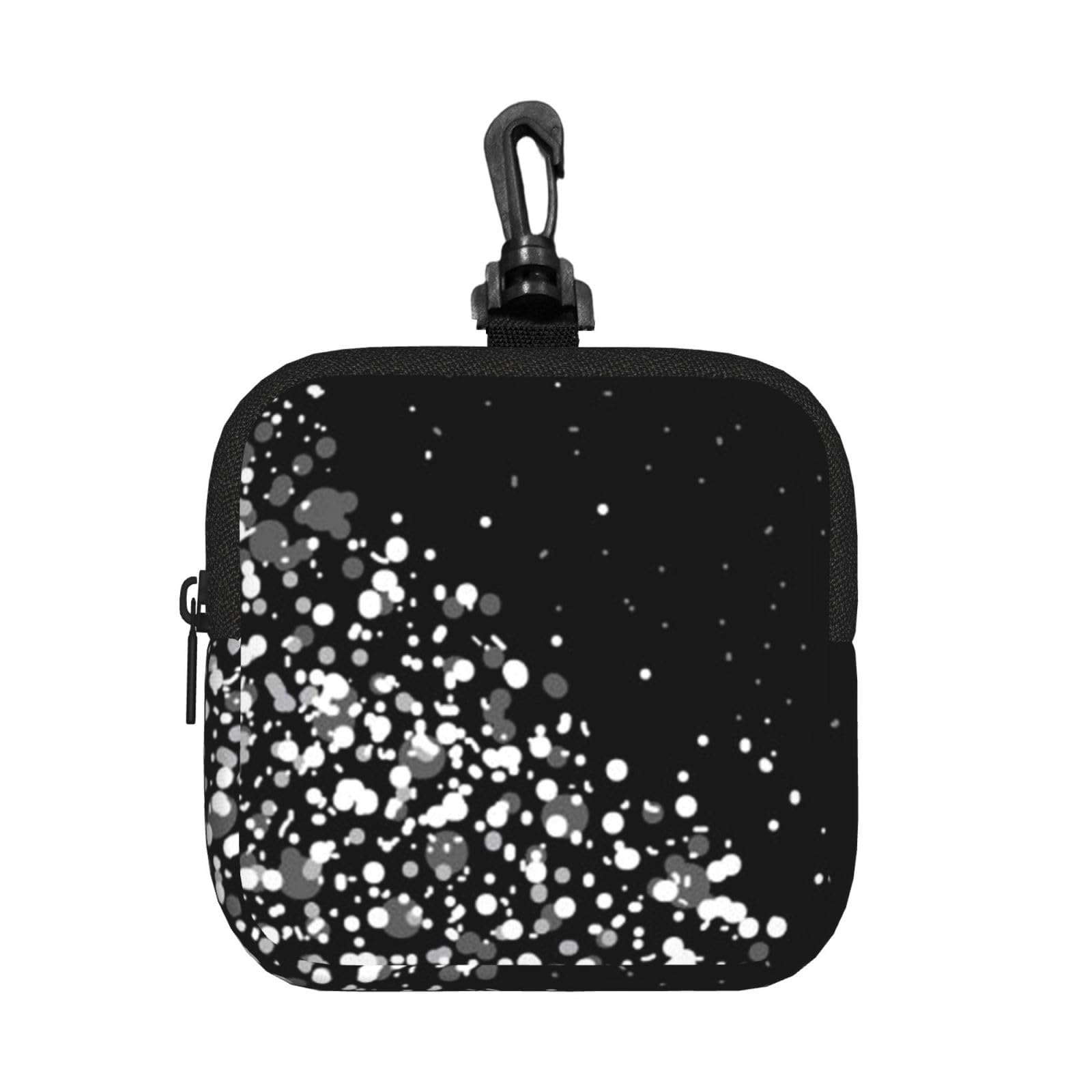 Ercgad Unisex Black White Glitter Print Square Storage Bag Travel Toiletry Cosmetic Organizer Pouch Lightweight Reusable