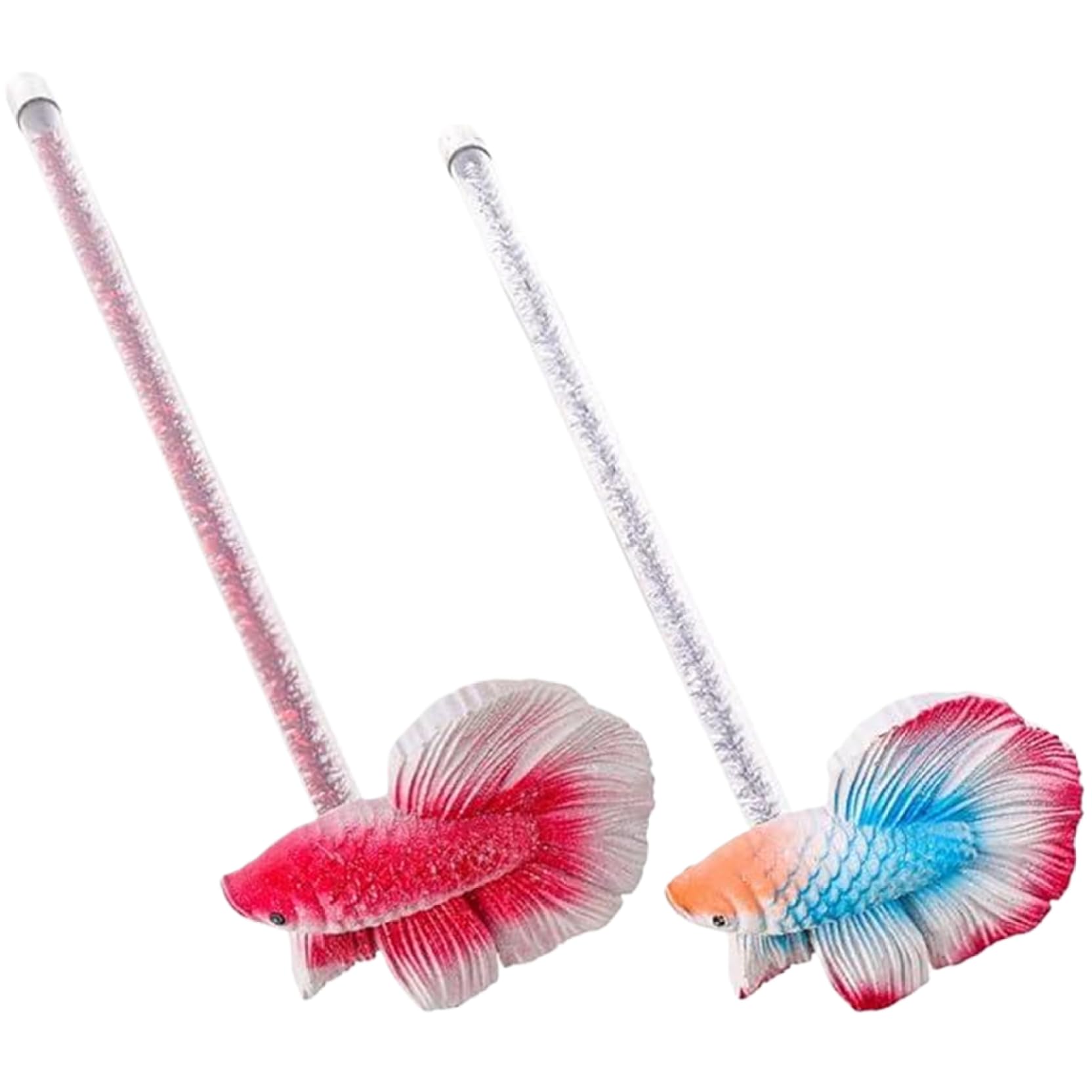 HoveeLuty Betta Interactive Toys2PCS Betta Fish Toys, 5.9 Inch Simulation Beta Fish Toy, Waterproof Resin Toys, Reusable Interactive for Tanks Sticks