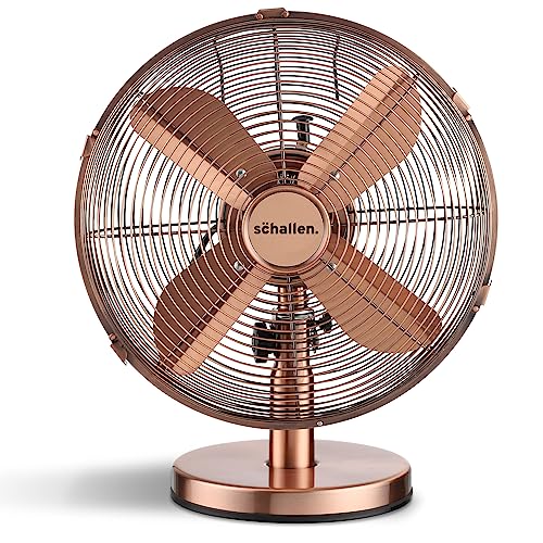 Schallen Home & Office Electric Sturdy Metal 12 3 Speed Tilt Oscillating Worktop Desk Table Air Cooling Fan (Copper)
