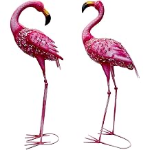 2 Pack Pink Flamingo Metal Garden Statues Outdoor Art, Tropical Yard Decor Lawn Decorations for Backyard Patio, Animal Bird Ornaments Gifts for Women Mom