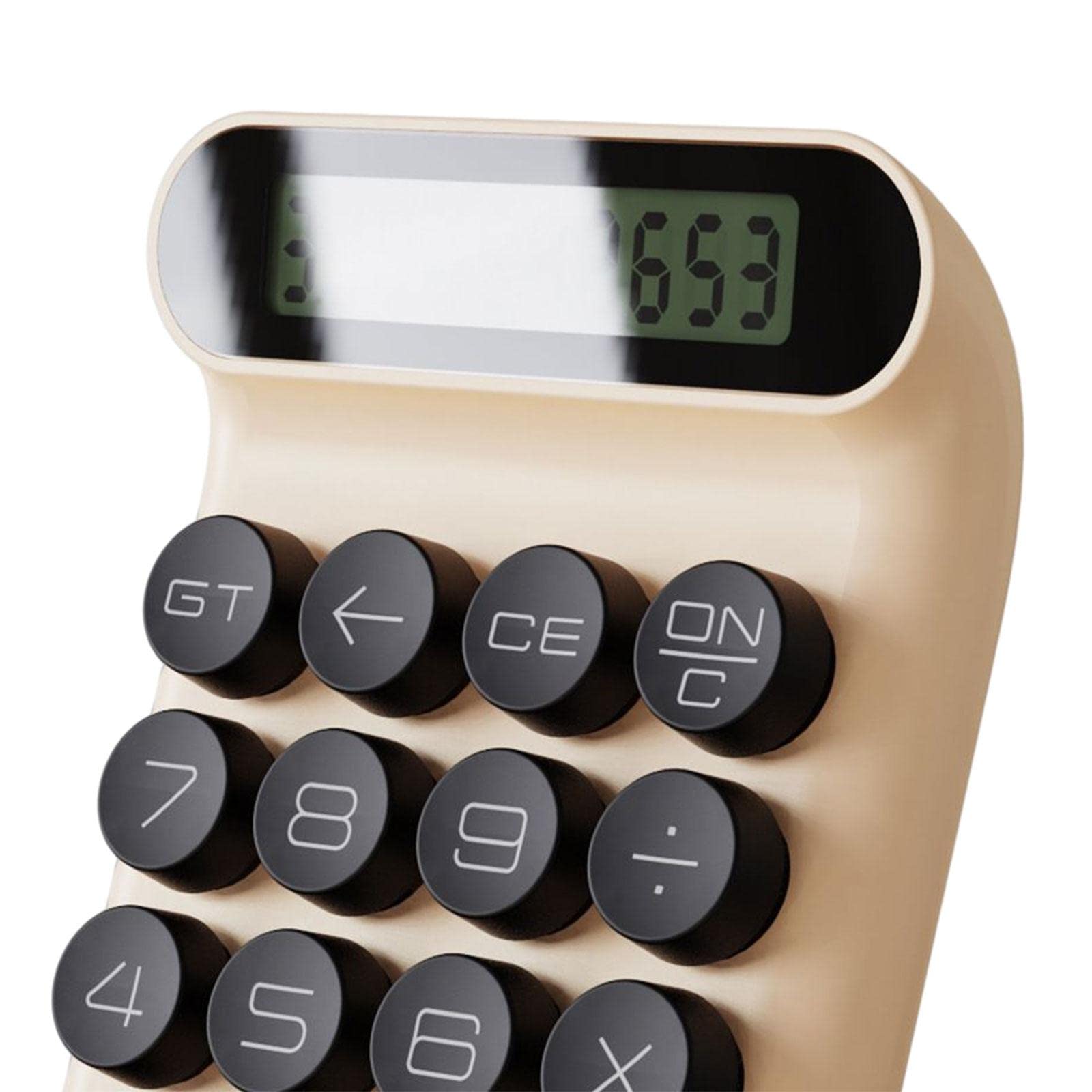 5 set Interruttore Meccanico Calcolatrice Suono Chiaro Linea Semplice Robusto Display a 10 cifre Colore Crema 15x9.2x3 cm