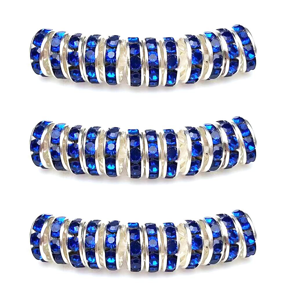 MJDCB 6mm 100 Stücke Rondelle Perlen Schmuckperlen Strass Zwischenperlen für Schmuck Machen Armbänder Halskette (Saphirblau)