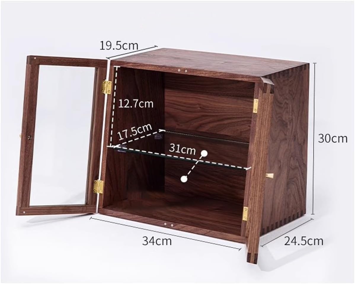 2 Tier Countertop Cabinet Tea Set Display Cabinets Skincare Organizing Box Wood Organizer for Kitchen Living