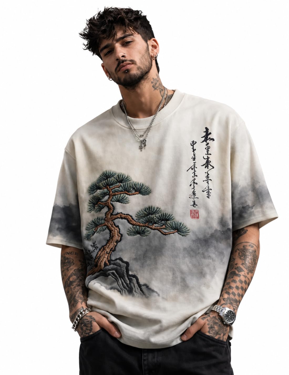 FORCE Men's 3/4 Sleeve White T-Shirt - Image 1