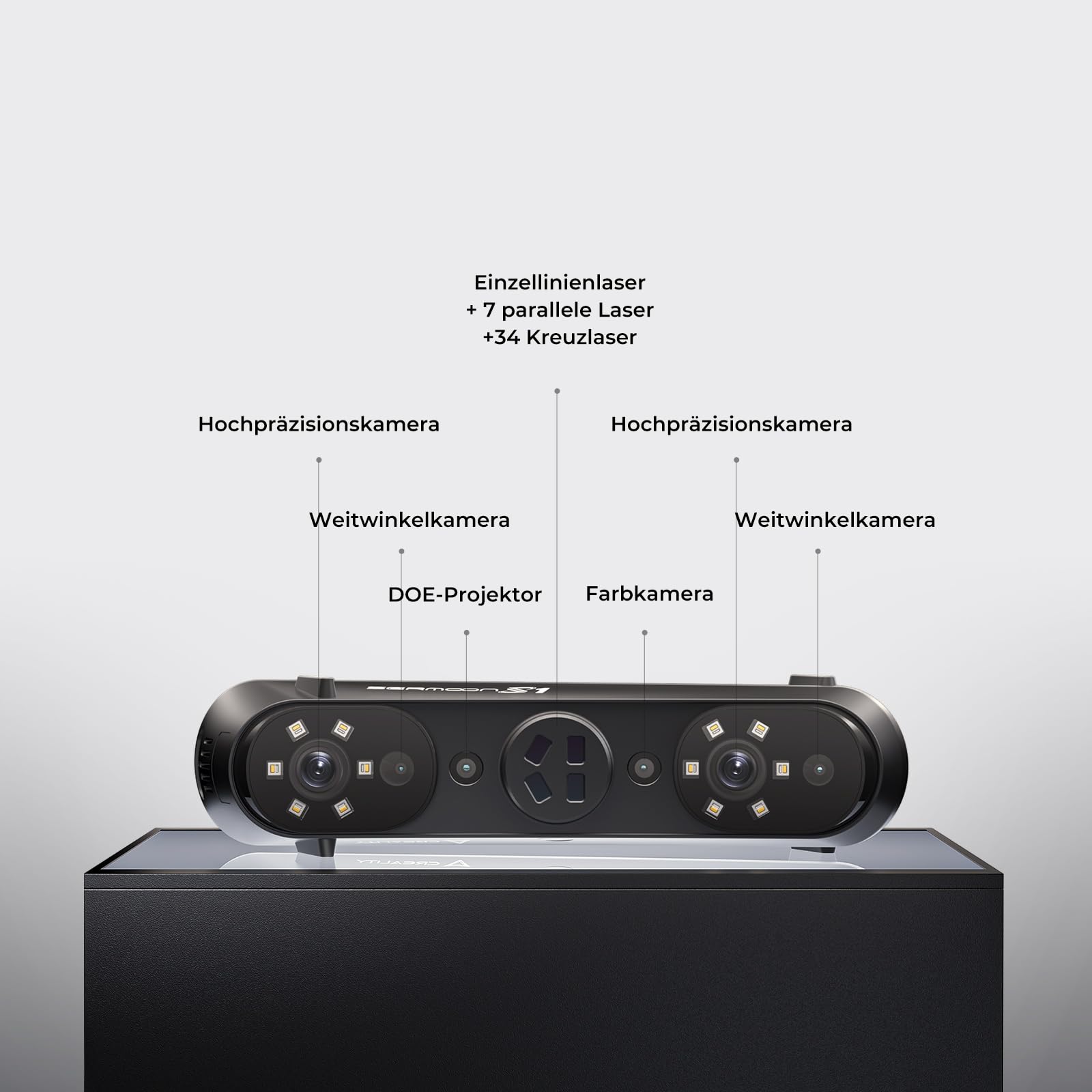 Creality Sermoon S1 Profi 3D Scanner, 0,02 mm Präzision, 90 FPS, Blaulaser + NIR, Für Reverse Engineering, CAD Design & 3D Druck