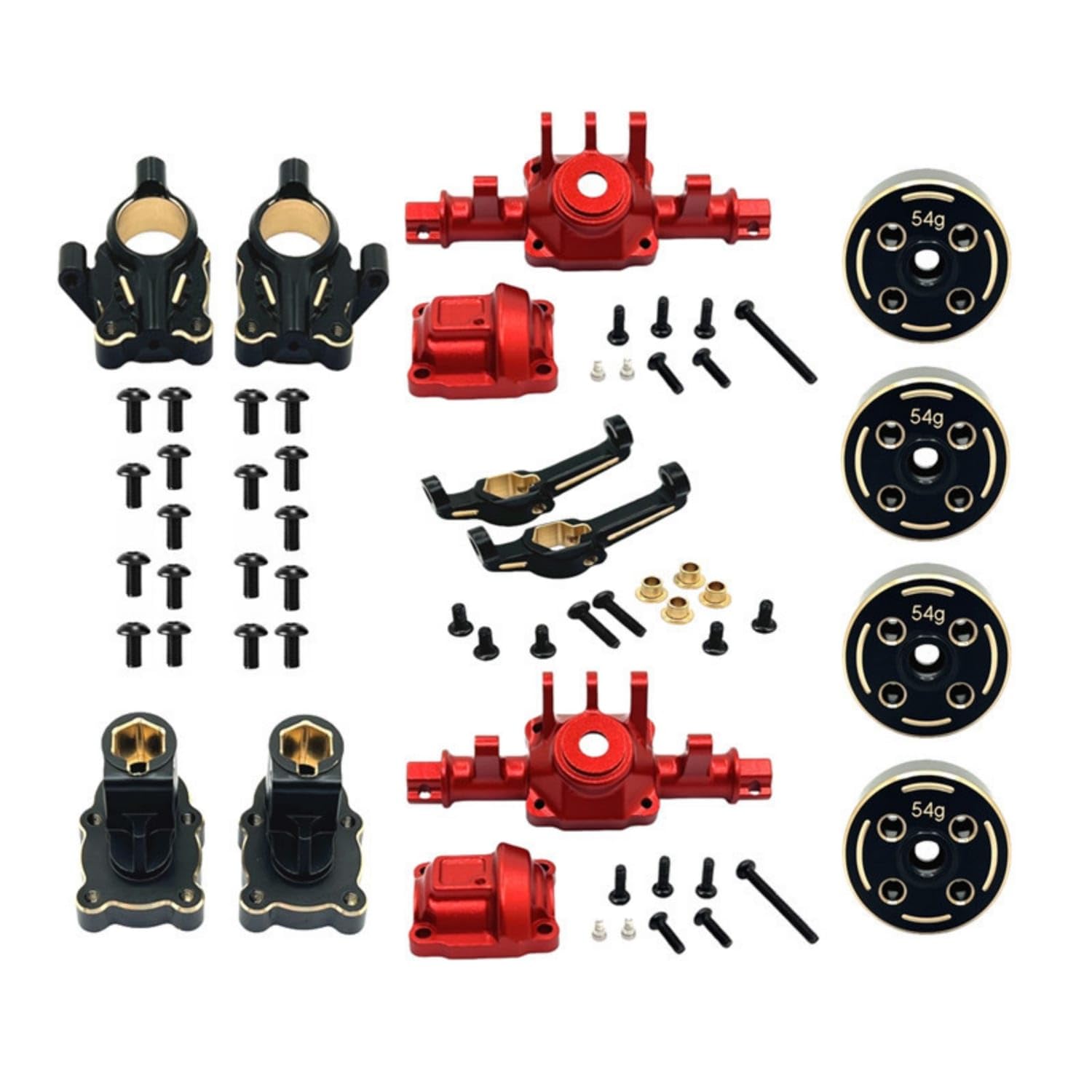 Metal Axle Housing Kit Brass RC Car Parts with Screws 1:18 Scale RC Screws Kit Anodized for Hobbyists, Custom Builds, Red|Transmission, Clutches & Gears|Toys & Hobbies-image-48