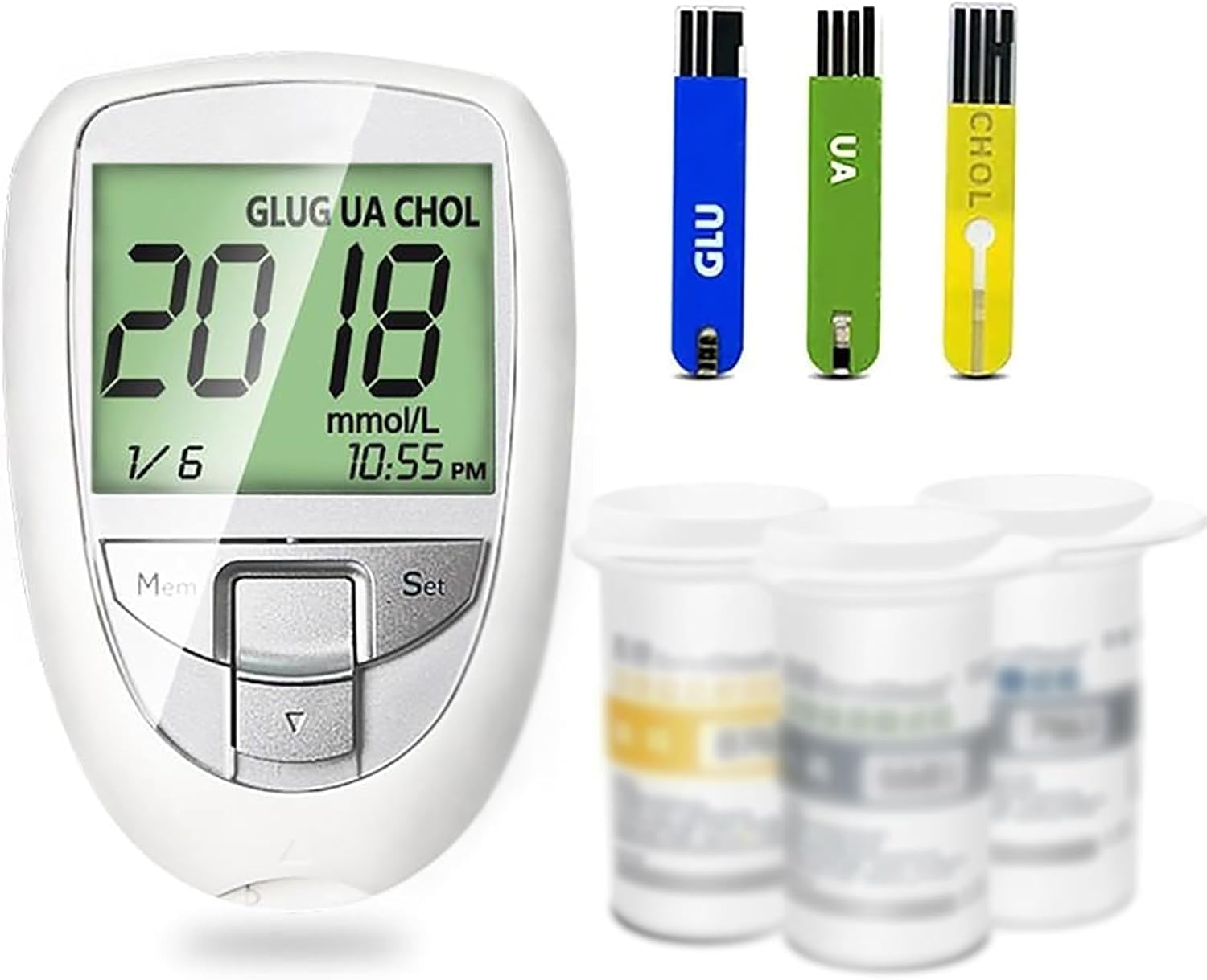 Kit Di Monitoraggio Del Glucosio Del Tester Multifunzione,3 Su 1 Tester Di Colesterolo Totale Di Acido Urico,Kit Di Test Del Diabete Facile Da Operare Con Metro,25 Glicemia,10 Acido Urico,10 Colestero