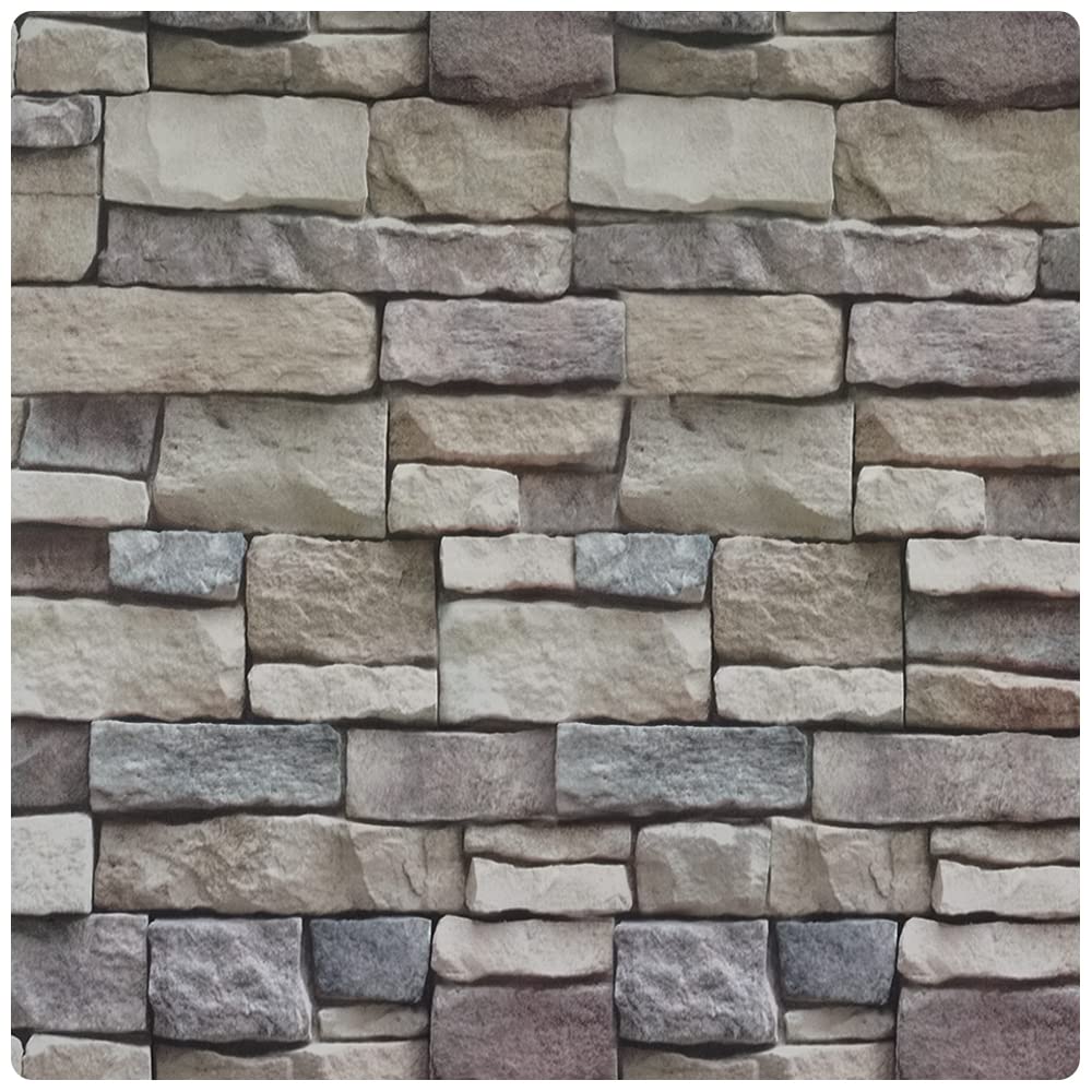 Ohmywor Brick Self Adhesive Wallpaper Peel and Stick Stone Wallpaper Paste Brick Effect Lining Paper Vinyl Film for Living Room Walls Bedroom Kitchen Bathroom 45x1000CM