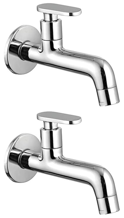 DRIZZLE SOL102-2 Solo Long Body Bib Cock Brass | Chrome Plated | Quarter Turn | Foam Flow (Combo of 2 Pieces)