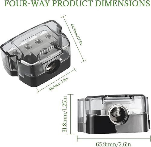 Miniatura 9 de BOJACK Bloque de conexión de distribución de energía de 3 vías, entrada de calibre 1x024, salida de calibre 3x48, bloque de distribución de energía