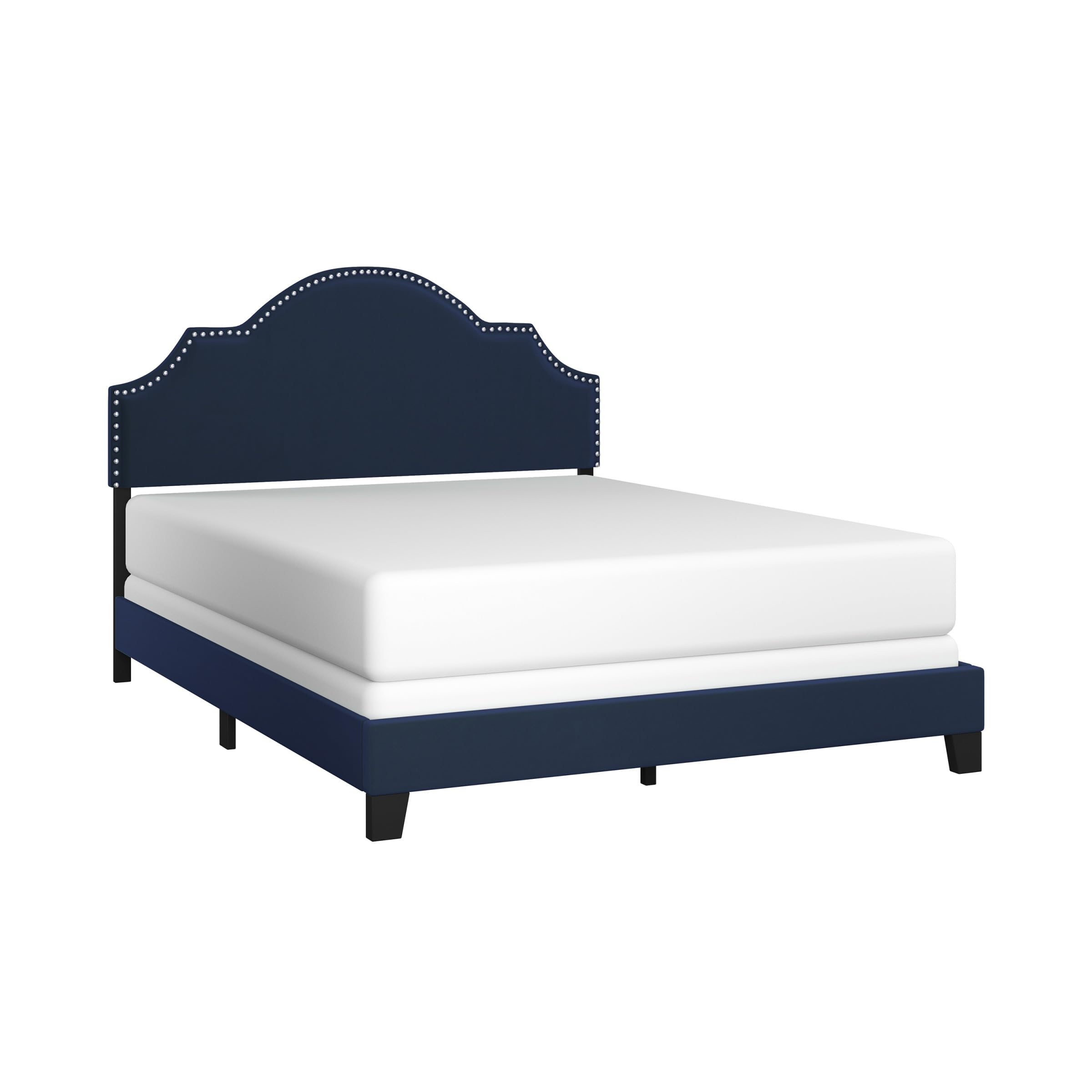 HillsdaleFurniture Cynthia Modern Upholstered Queen Bed, Navy Blue