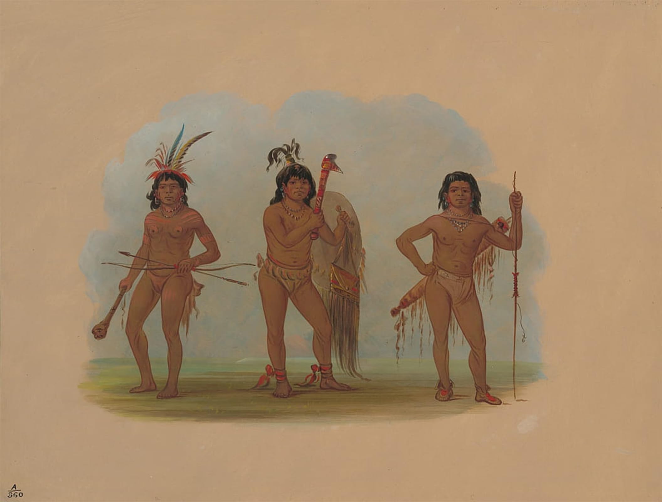SERENDIPITP Aesthetic Poster Photo Wall Print Retro Picture Three Zurumati Indians by George Catlin Modern Wall Artwork for Home Decor 60x90cm