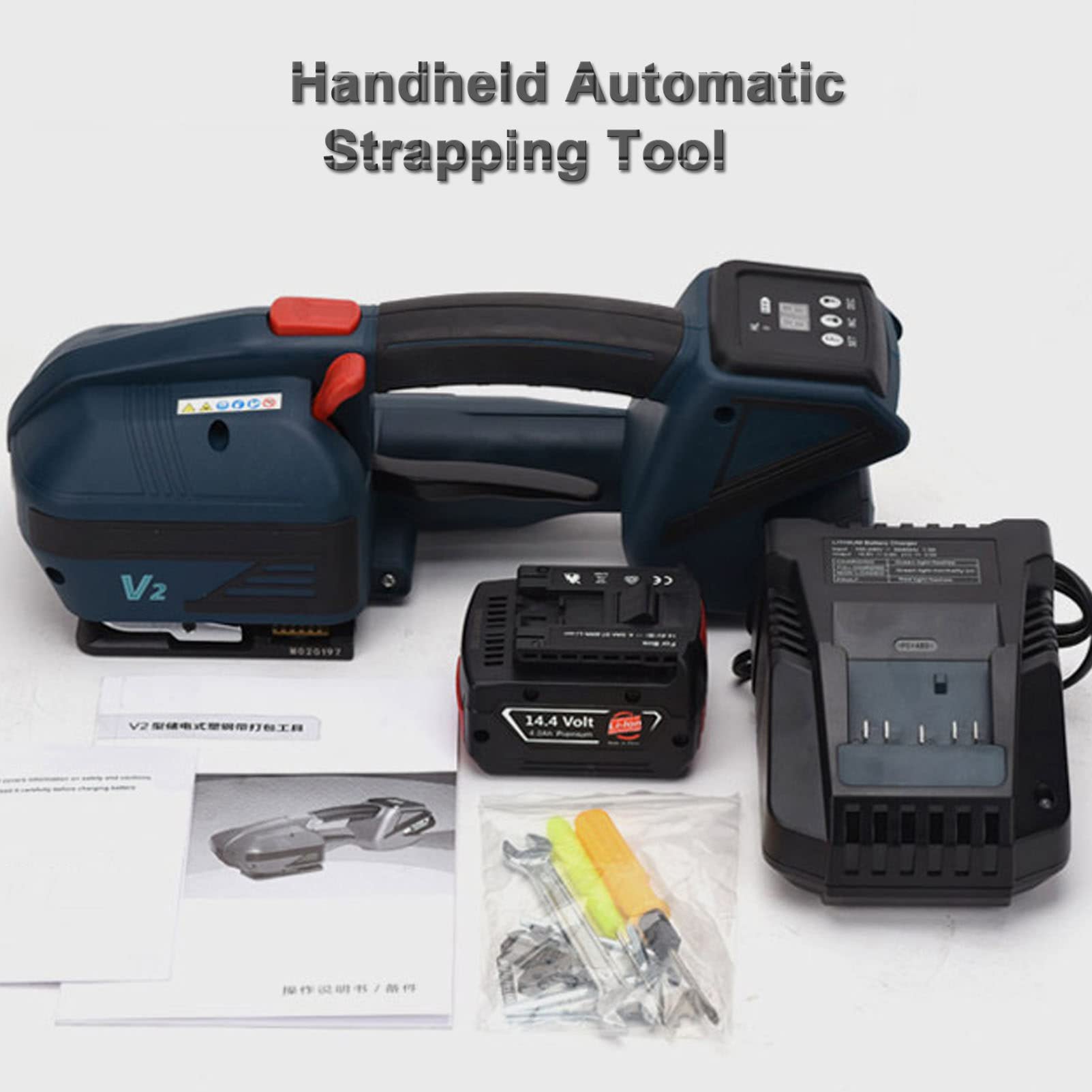 LYDZUSDP Electric Strapping Machine,Automatic Strapping Machine,LED Digital Display Packing Tool Strapping Baler for 13-16mm PET PP Belt for Box Pallet(2Battery)