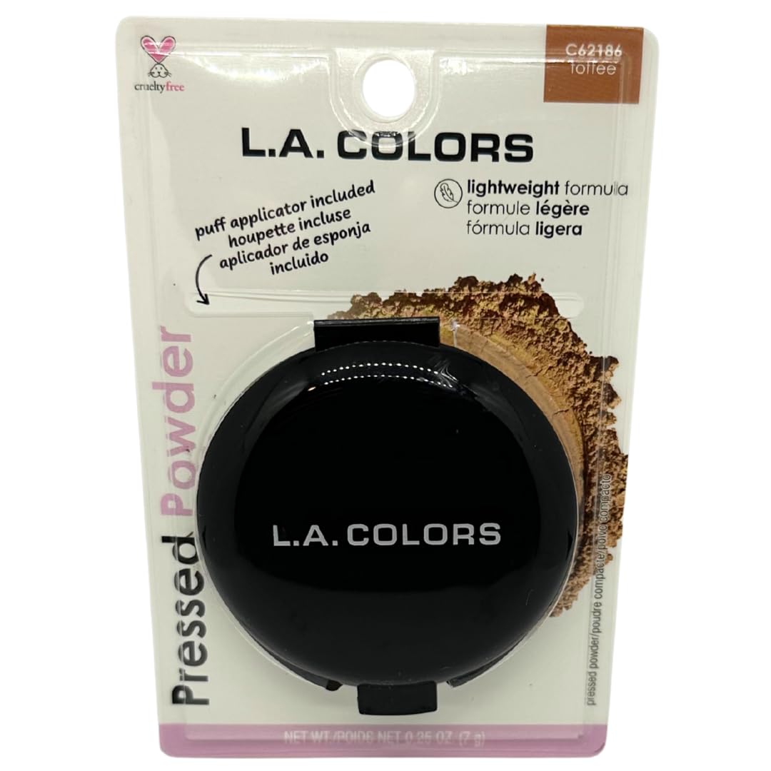 LA Colors Pressed Powder Compact – Matte Shine Control Face Powder with Mirror & Applicator – Smooth Natural Finish – Toffee
