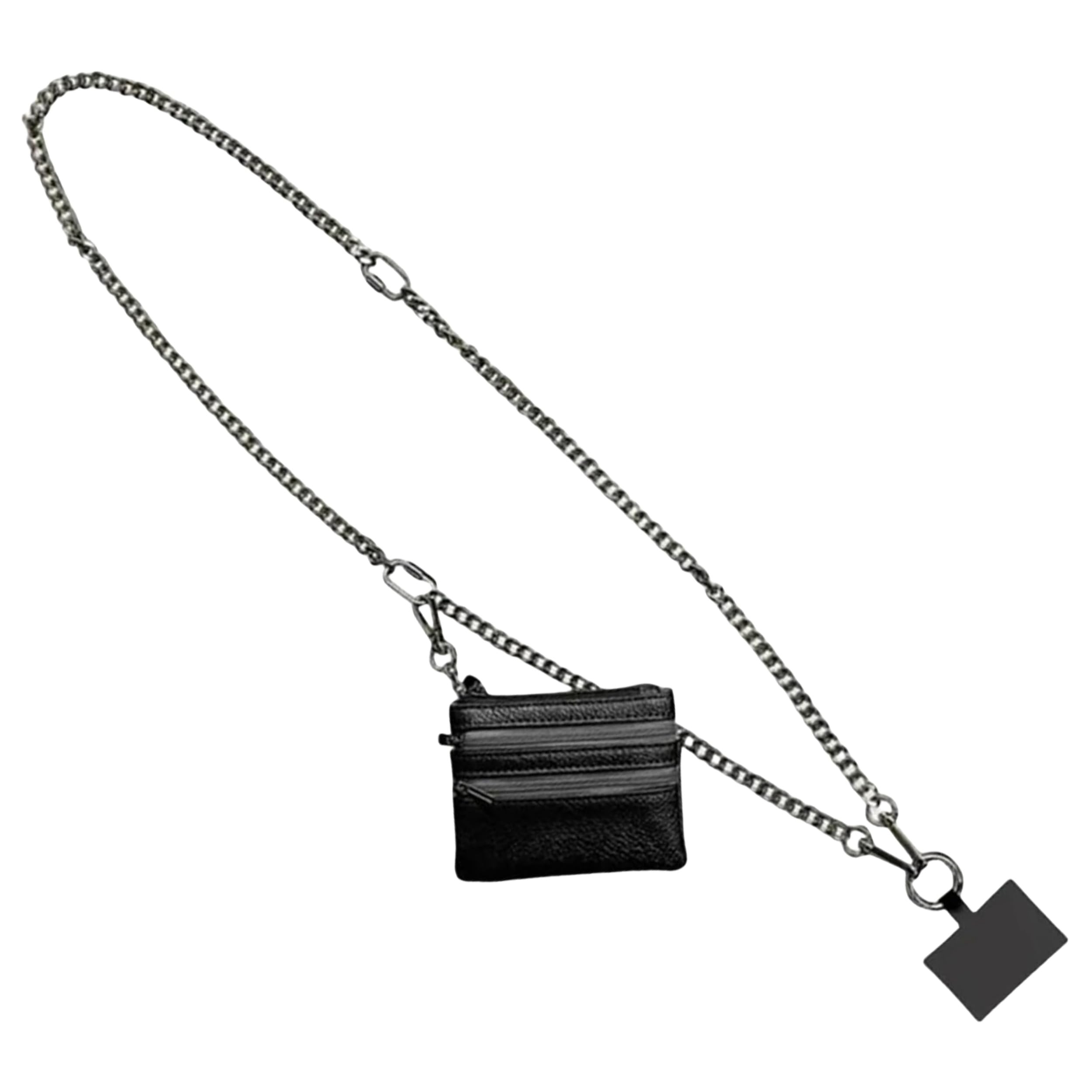 MCNULGUR Phone Strap with Zippered Pouch, Crossbody Cell Phone Strap, Adjustable Clip and Go Phone Strap with Wallet, Crossbody Phone Strap for All Occasions (Black)