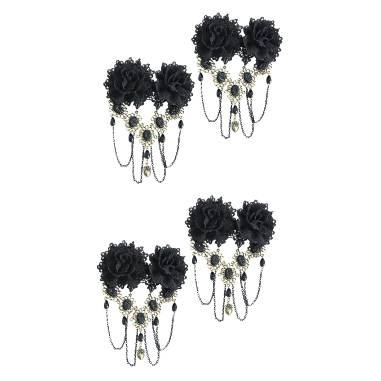 Beaupretty 4 Piezas sombreros de flores negras tiara horquillas negras pasadores de pelo pasador de pelo de flor pasadores góticos las flores sombrerería emitir tarjeta