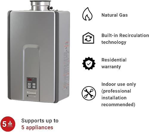 Miniatura 10 de Rinnai RL94iP - Calentador de agua caliente sin tanque de gas propano 98 GPM