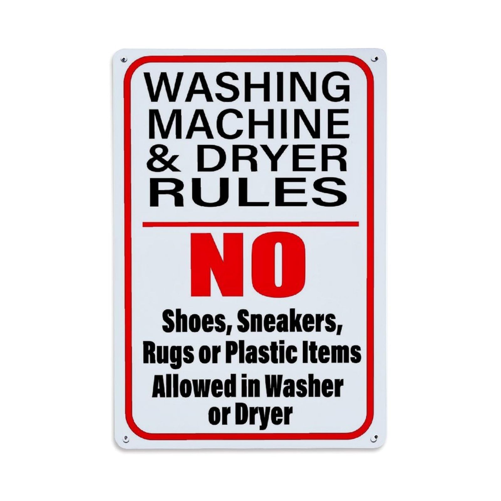 Jdyaojiesheng Vintage Washing Machine Dryer Rules Sign Tin Sign Retro Metal Wall Decor Metal Poster, Home Bar Garage Farmhouse Cafe Wall Art Decoration 8X12inches