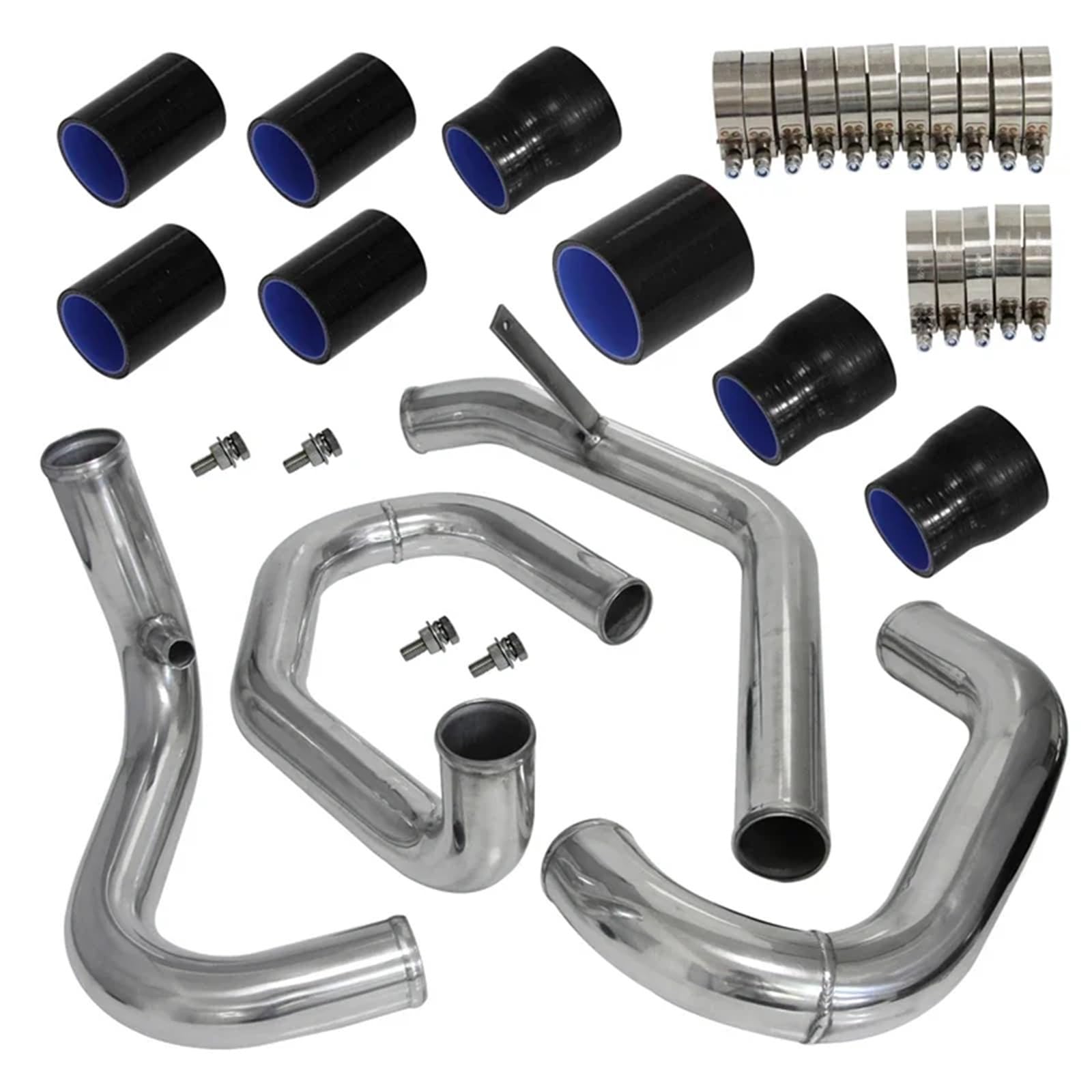 Hgddbae Black Cooled Intercooler Turbo Intercooler Fit For Mk4 1.8L Turbo 98-05 Red/Blue/ Front Mount Intercooler Piping(Black)