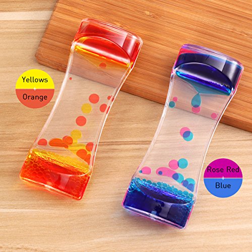 BESTOMZ 2pcs Water Motion Double Colors Liquid Bubble Timer ,Liquid Motion Bubbler for Sensory Play, Fidget Toy, Children Activity