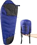 Mummy Sleeping Bag 34°F~43°F 3-4 Season Sleeping Bag for Adults Cold Weather & Warm with No-Snag Zipper, Adjustable Hood & Compression Sack