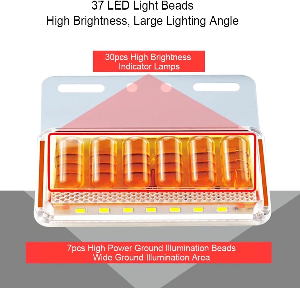 Turn Signal Night Warning Clearance Light, Pack of 4 Amber Lens Surface Mount Side Marker LED High Brightness Lights, Improve Road Safety for 24V Vehicles Trucks Trailers - Amber White Light