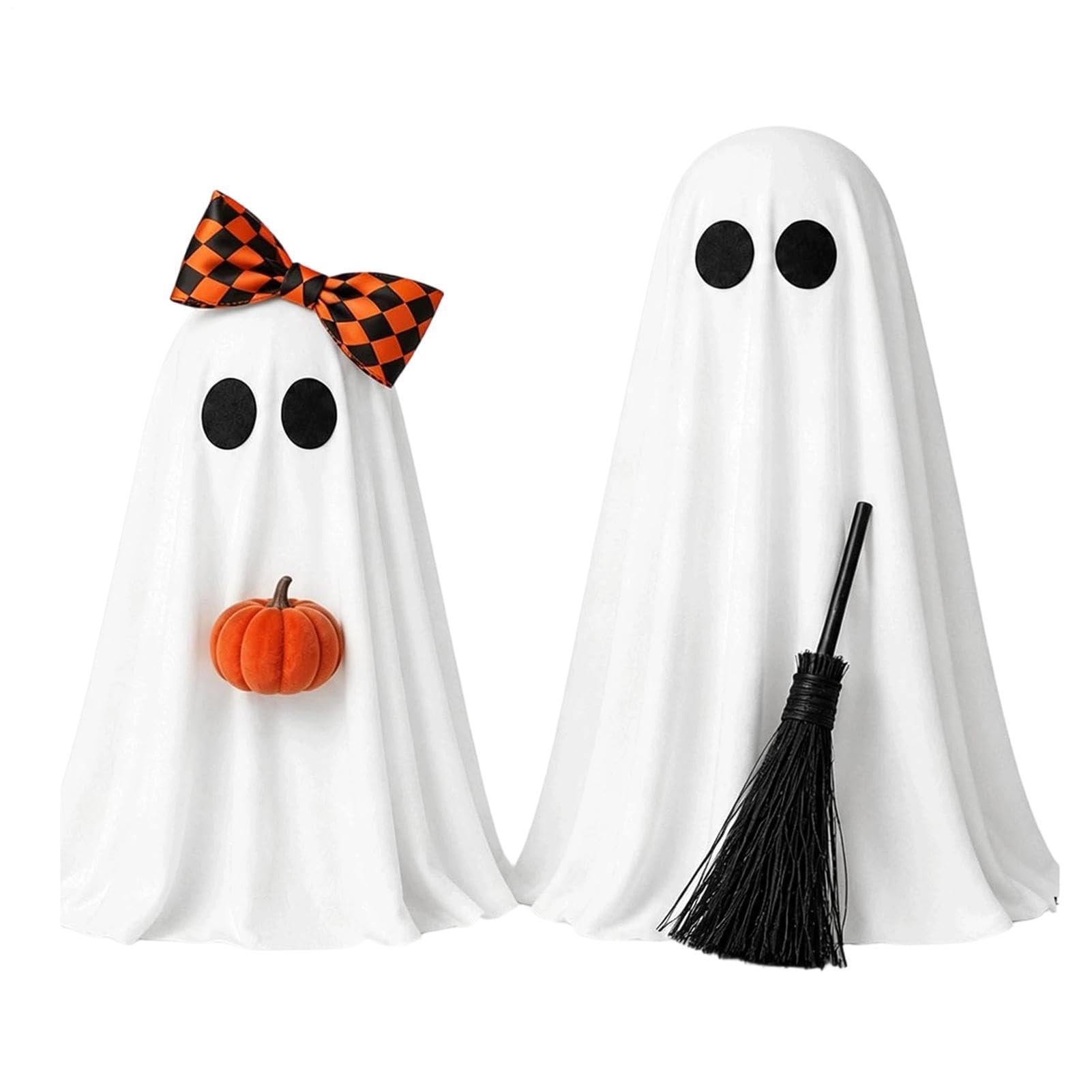 Straszne Dekoracje Na Halloween Dekoracyjne Świetlne Figurki Ducha LED | 2 Figurki Halloweenowe Z Miotłą Do Wewnątrz I Na Zewnątrz, Sypialni, Kominka, Parapetu, Półki, Przyjęć