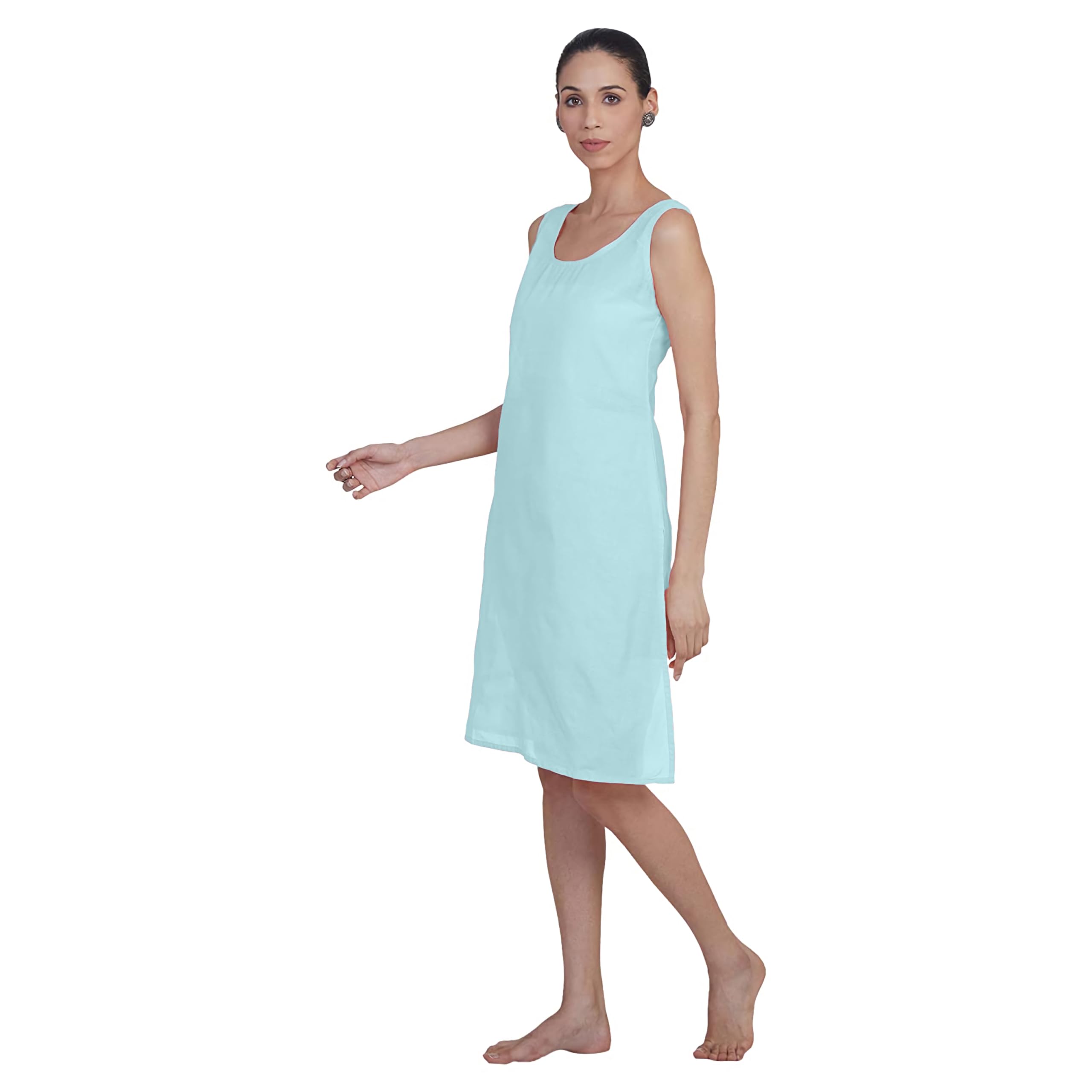 Nature Thread Women's Cotton Long Camisole Sameej - Knee-Length (2XL, Sea Green) - Image 3 thumbnail