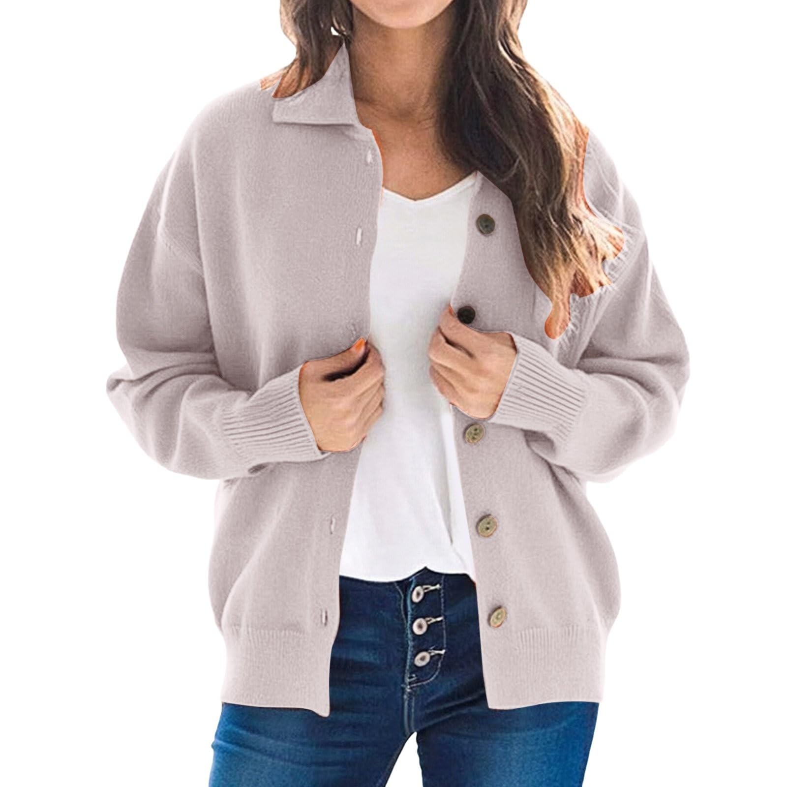 Cashmere Cardigan Sweaters for Women Long Sleeve Luxury Cozy Knit Clothes Open Front Button Down Cardigan with Pockets