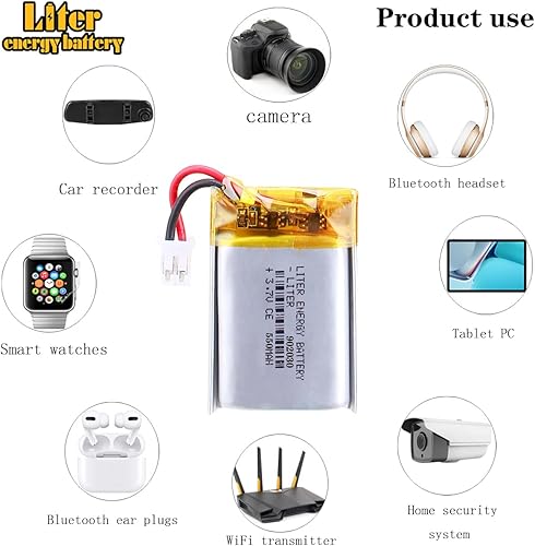 Miniatura 5 de Liter 3.7V 550mAh 902030 Lipo Batería recargable de iones de polímero de litio con conector JST 0.079 in