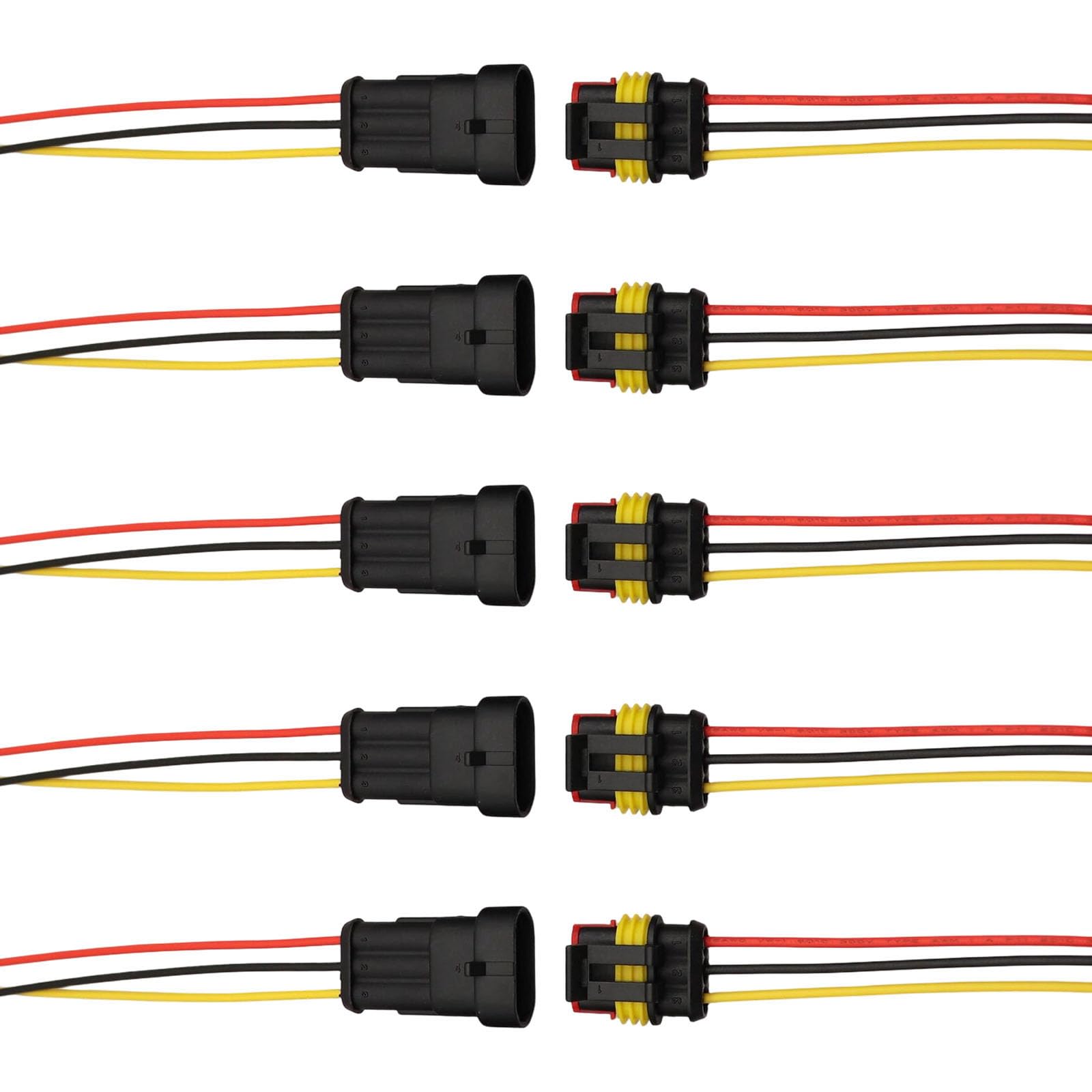 Vehicle Wiring Connectors, 5Pcs Male Female Quick Plugs with Wires for Automotive Use Automotive Connector