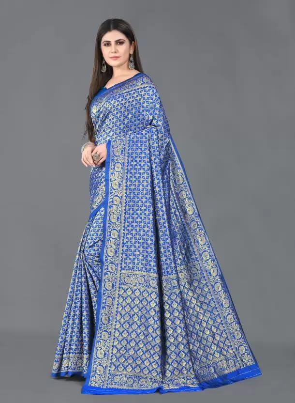 Image of StyleScope Women's Kanjivaram Banarasi Jacquard Silk Saree With Unstitched Blouse Piece (Silk Mix)