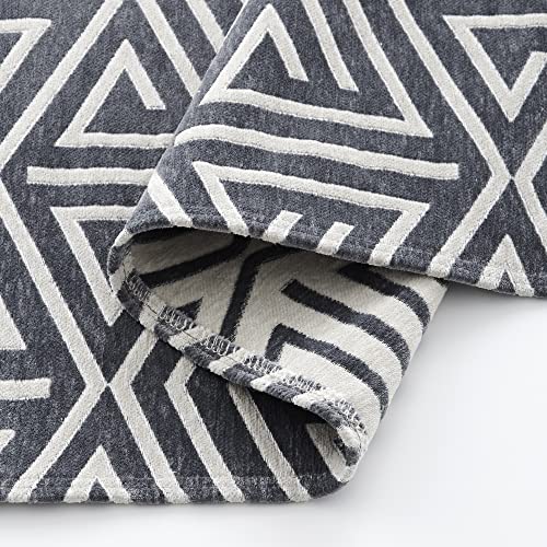 Tapis salon gris 120x180 lavable en machine polyester doux texture - 2