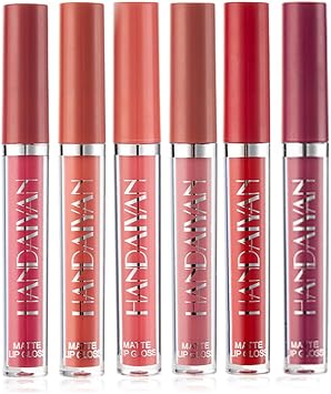 6 Pcs Matte Liquid Lipstick Set Lip Gloss Clear Labiales Makeup Non-Stick Cup Not Fade Nude Waterproof Long Lasting Lip Sticks That Brings Out Natural Color Gift For Women