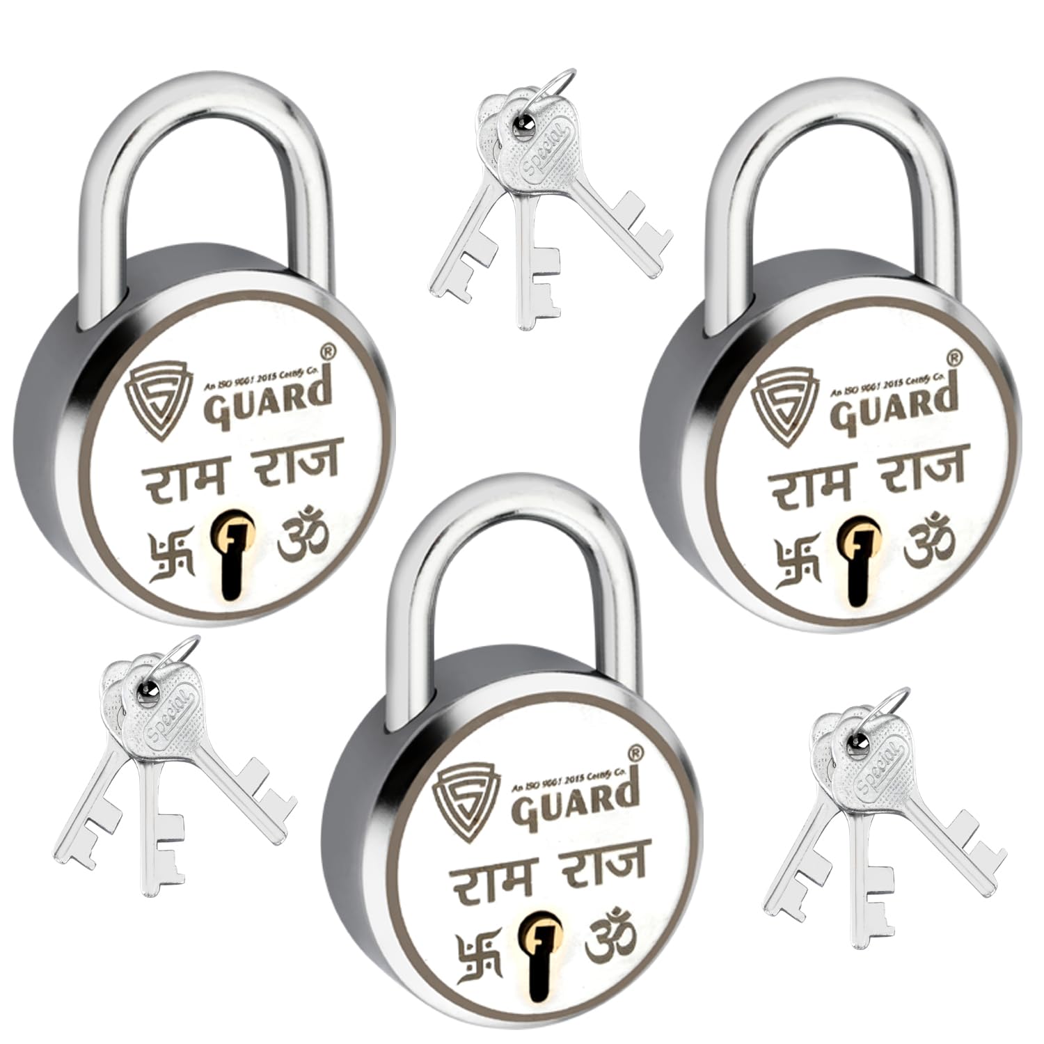 S-GUARD Padlocks, Locks, Door Locks 52MM- 7 Levers, Double Locking-Laser Print-Silver-Gold, Iron Padlocks-Pack of 3 (Combo Offer) (SG-RAM_Raj-Laser) (B0CN5J8ZBX) Amazon Price History, Amazon Price Tracker