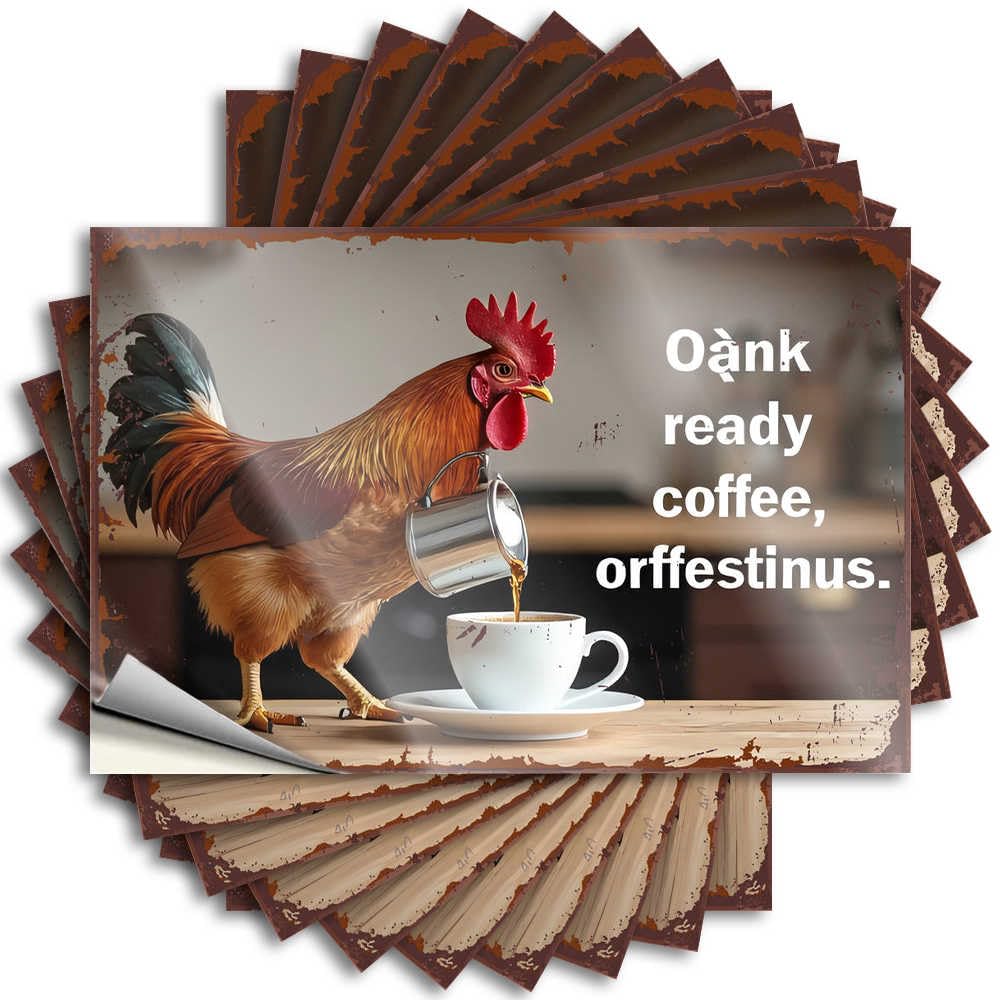 Fzfn Colour Indie, Saying Funny Bumper Quote Stickers, Girly No Residue Decals For Luggage | Mom Party Favor Custom Rooster Brews Up A Morning Coffee Ritual(12X18cm)