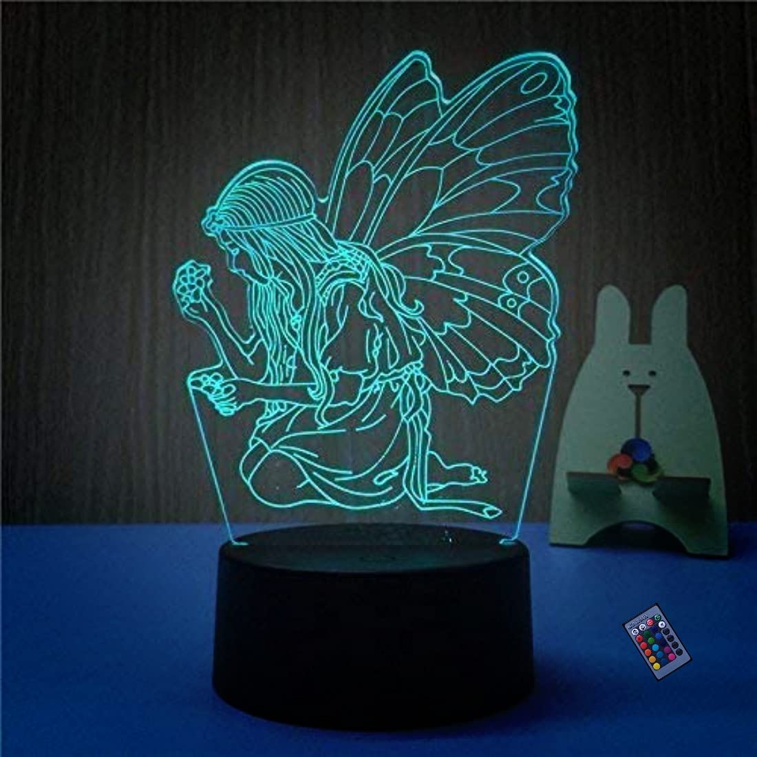 YTDZLTD Creativo 3D Farfalla Lampada Luce Notturna 16 Colori Mutevoli Telecomando USB Potere Toccare Cambiare Illusione Ottica Lampada LED Lampada da Tavolo Bambini Compleanno Natale Regalo