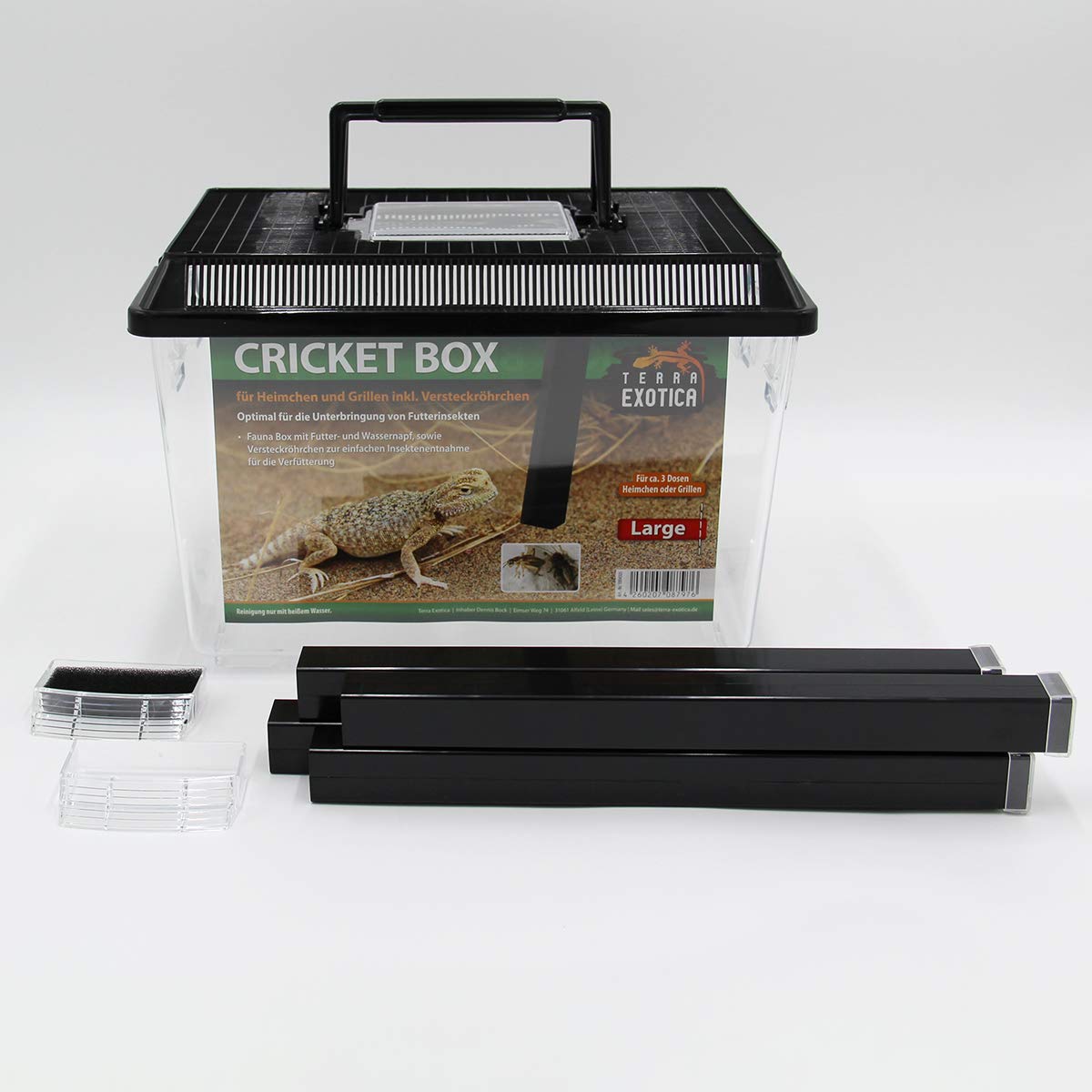 Terra Exotica Cricket Box - in Small oder Large - Transportbox für Reptilien - Fauna Box für Heimchen und Grillen zur Zucht (Large 30 x 19,5 x 20,5 cm)