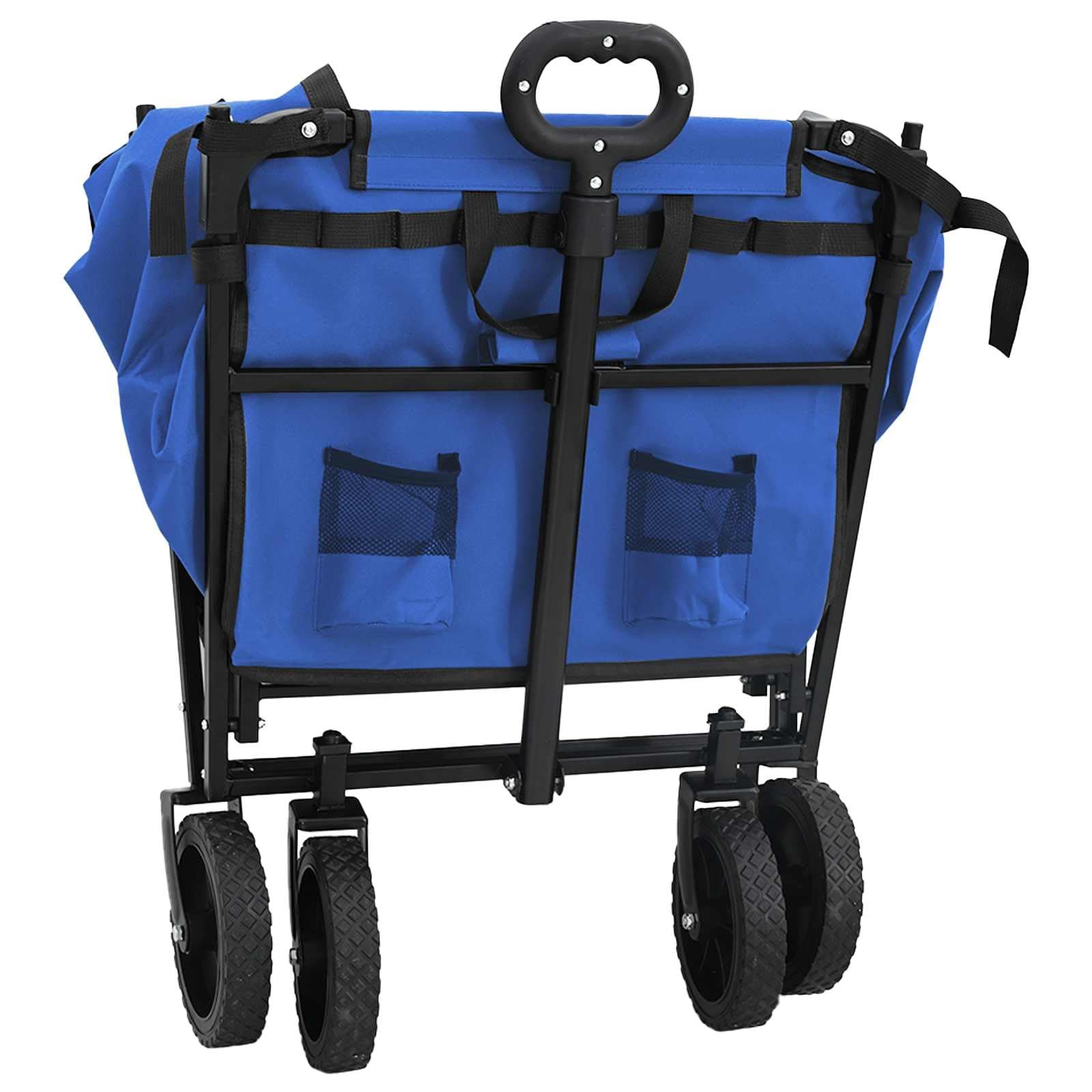 Klapp-Handwagen Schwarz 105 x 56,5 x 116 cm Oxford-Stoff mit verstärktem Metallrahmen, faltbar, schwerlast, für Umzug, Garten, Lager, mit verstellbarem Griff und 360° Rädern