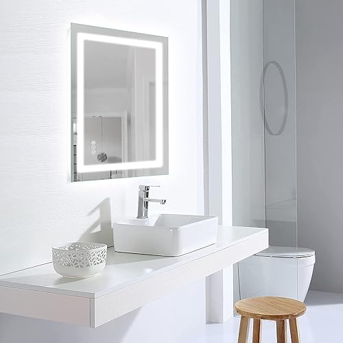 Miniatura 7 de Amorho - Espejo de pared para tocador de baño de 36 x 36 pulgadas con luz LED doble delanteratrasera regulable con antiempañamiento memoria