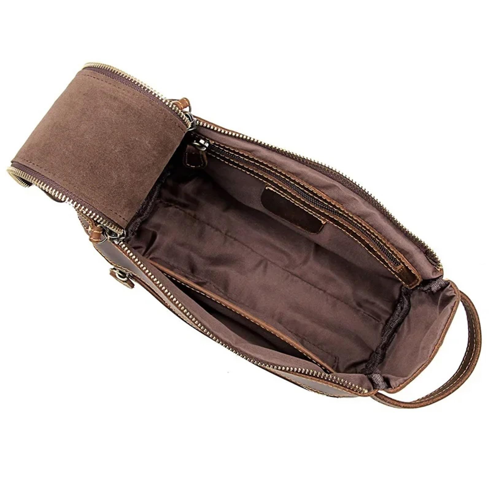 Neceser Hombre, Bolsa De Aseo Hombre Neceser de Piel auténtica for Hombre, Neceser de Viaje for Maquillaje, Neceser de Afeitar, Neceser de Viaje for Mujer(Brown)